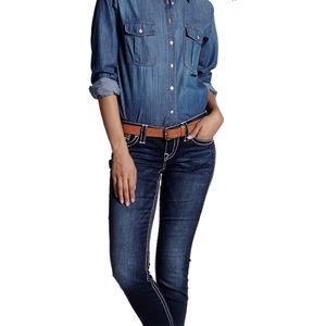 True Religion Skinny Low Rise T Flap Pocket Jeans